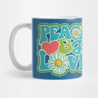 LOVE PEACE RETRO Style 60s 70s Color Blast Distressed Hippie T-Shirt Mug